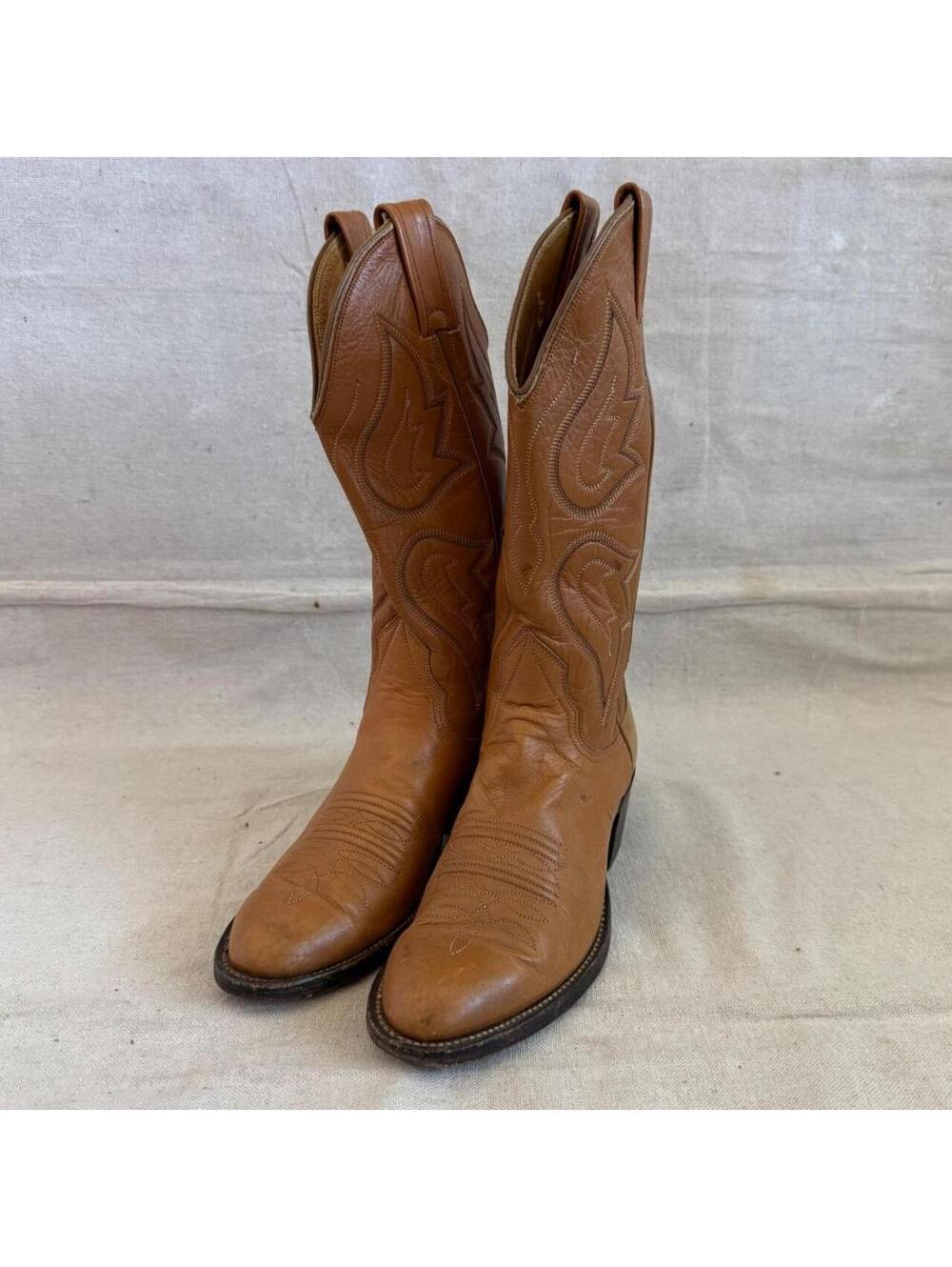 Vintage Nocona Boots Tan Leather Round Toe Women Size 5